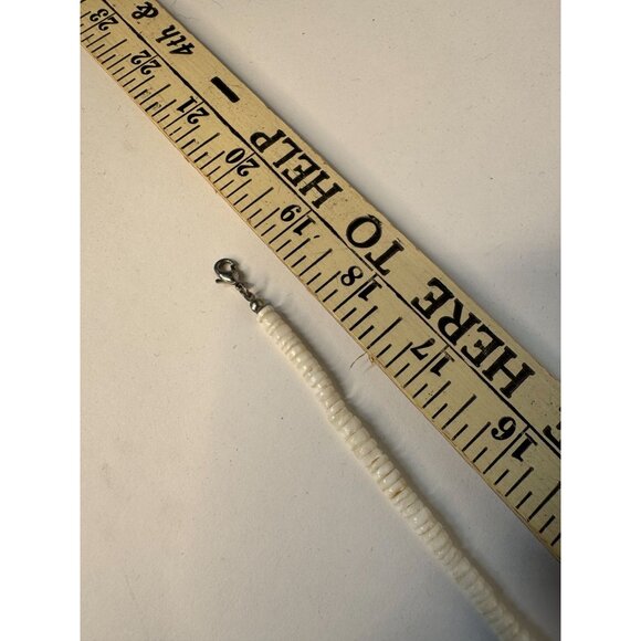 Vintage Shell & Bead Necklace With Hand-Painted Blue Floral Pendant - Picture 5 of 16